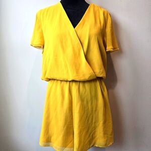 Lulus Sunshine State Of Mind Mustard Yellow Short Sleeve Romper Large